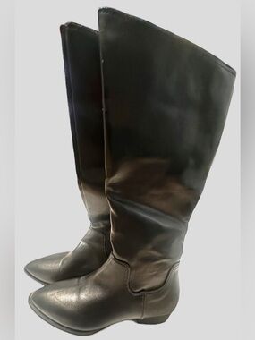 Women's Black Knee-High Faux Leather Boots